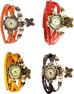 

NS18 Vintage Butterfly Rakhi Combo of 4 Orange, Yellow, Red And Brown Watch - For Women