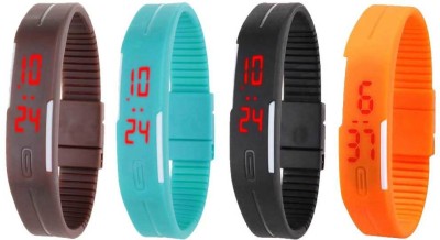 NS18 Silicone Led Magnet Band Combo of 4 Brown, Sky Blue, Black And Orange Digital Watch  - For Boys & Girls   Watches  (NS18)