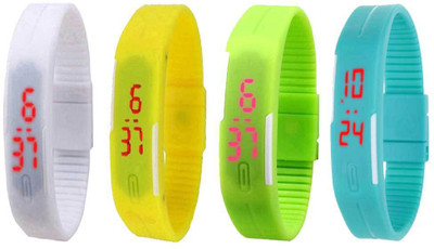 

Kissu Led Magnet Band Combo of 4 White, Yellow, Green And Sky Blue Watch - For Men & Women