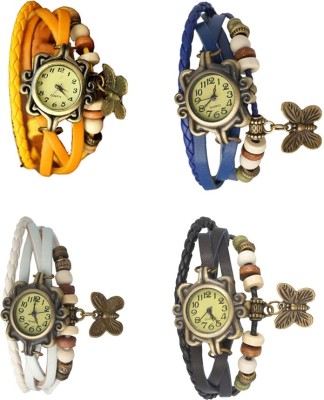 NS18 Vintage Butterfly Rakhi Combo of 4 Yellow, White, Blue And Black Analog Watch  - For Women   Watches  (NS18)