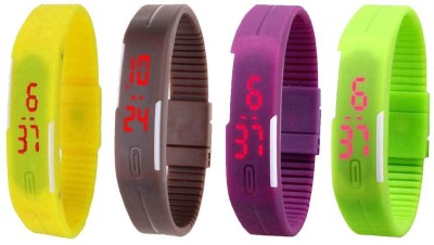 NS18 Silicone Led Magnet Band Combo of 4 Yellow, Brown, Purple And Green Digital Watch  - For Boys & Girls   Watches  (NS18)
