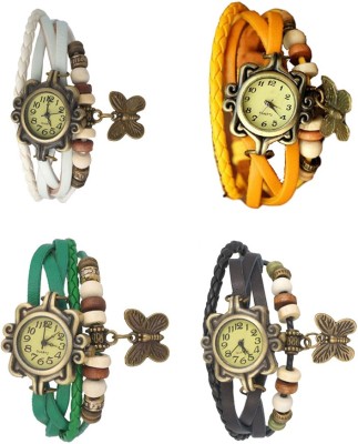 NS18 Vintage Butterfly Rakhi Combo of 4 White, Green, Yellow And Black Analog Watch  - For Women   Watches  (NS18)