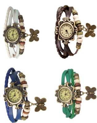 NS18 Vintage Butterfly Rakhi Combo of 4 White, Blue, Brown And Green Analog Watch  - For Women   Watches  (NS18)
