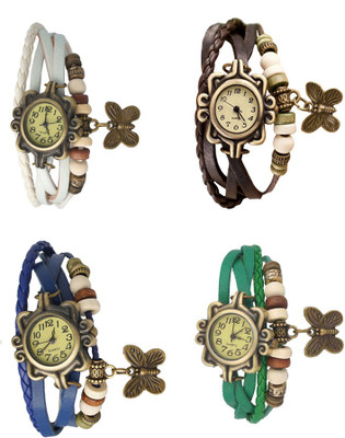

NS18 Vintage Butterfly Rakhi Combo of 4 White, Blue, Brown And Green Watch - For Women