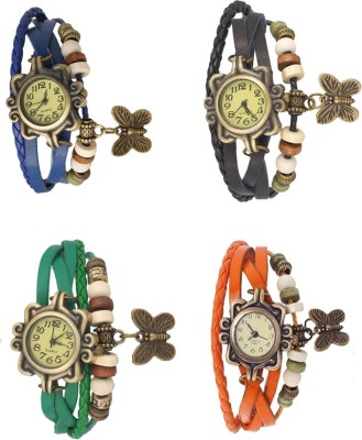 NS18 Vintage Butterfly Rakhi Combo of 4 Blue, Green, Black And Orange Analog Watch  - For Women   Watches  (NS18)