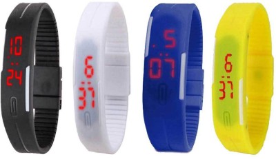 NS18 Silicone Led Magnet Band Combo of 4 Black, White, Blue And Yellow Digital Watch  - For Boys & Girls   Watches  (NS18)