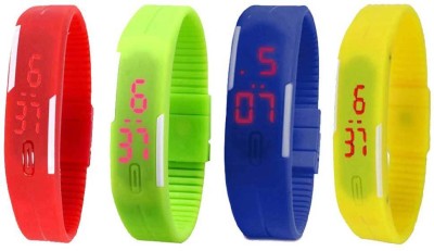 NS18 Silicone Led Magnet Band Combo of 4 Red, Green, Blue And Yellow Digital Watch  - For Boys & Girls   Watches  (NS18)