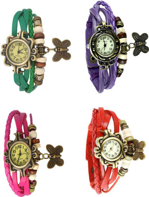 

Kissu Vintage Rakhi Combo of 4 Green, Pink, Purple And Red Watch - For Women