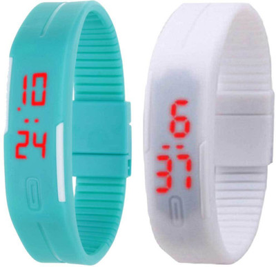 

Kissu Led Band Watch Combo of 2 Sky Blue And White Watch - For Couple