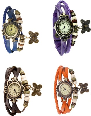 NS18 Vintage Butterfly Rakhi Combo of 4 Blue, Brown, Purple And Orange Analog Watch  - For Women   Watches  (NS18)
