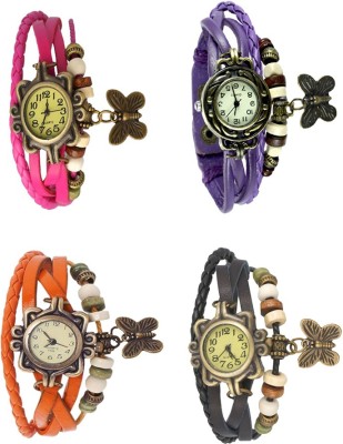 NS18 Vintage Butterfly Rakhi Combo of 4 Pink, Orange, Purple And Black Analog Watch  - For Women   Watches  (NS18)