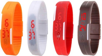 NS18 Silicone Led Magnet Band Combo of 4 Orange, White, Red And Brown Digital Watch  - For Boys & Girls   Watches  (NS18)