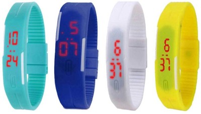 NS18 Silicone Led Magnet Band Combo of 4 Sky Blue, Blue, White And Yellow Digital Watch  - For Boys & Girls   Watches  (NS18)