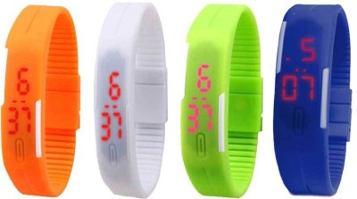 NS18 Silicone Led Magnet Band Combo of 4 Orange, White, Green And Blue Digital Watch  - For Boys & Girls   Watches  (NS18)