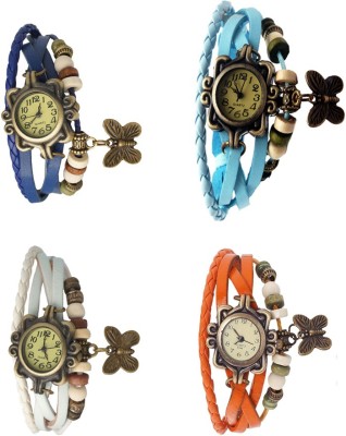 NS18 Vintage Butterfly Rakhi Combo of 4 Blue, White, Sky Blue And Orange Analog Watch  - For Women   Watches  (NS18)