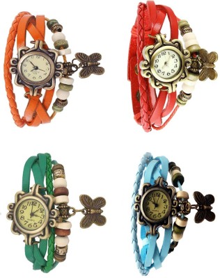 NS18 Vintage Butterfly Rakhi Combo of 4 Orange, Green, Red And Sky Blue Analog Watch  - For Women   Watches  (NS18)