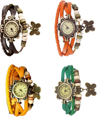 

NS18 Vintage Butterfly Rakhi Combo of 4 Brown, Yellow, Orange And Green Watch - For Women