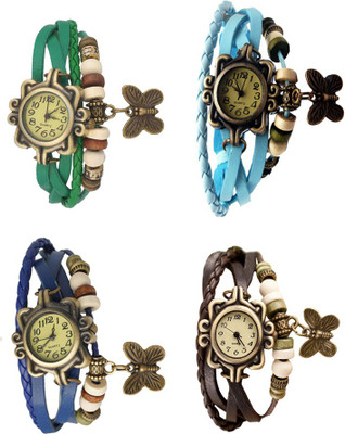 

NS18 Vintage Butterfly Rakhi Combo of 4 Green, Blue, Sky Blue And Brown Watch - For Women