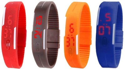 NS18 Silicone Led Magnet Band Combo of 4 Red, Brown, Orange And Blue Digital Watch  - For Boys & Girls   Watches  (NS18)