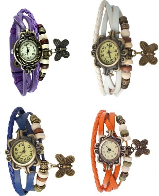NS18 Vintage Butterfly Rakhi Combo of 4 Purple, Blue, White And Orange Analog Watch  - For Women   Watches  (NS18)