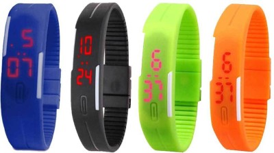 NS18 Silicone Led Magnet Band Combo of 4 Blue, Black, Green And Orange Digital Watch  - For Boys & Girls   Watches  (NS18)