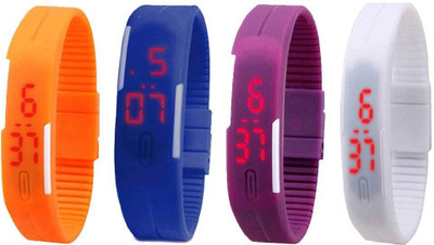 

Kissu Led Magnet Band Combo of 4 Orange, Blue, Purple And White Watch - For Men & Women
