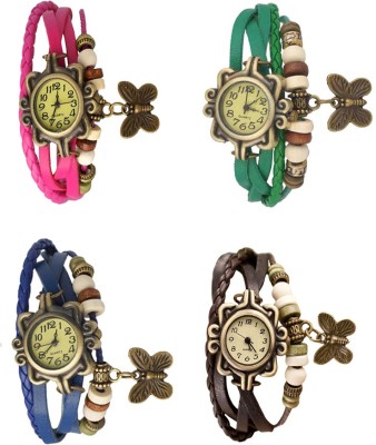 NS18 Vintage Butterfly Rakhi Combo of 4 Pink, Blue, Green And Brown Analog Watch  - For Women   Watches  (NS18)