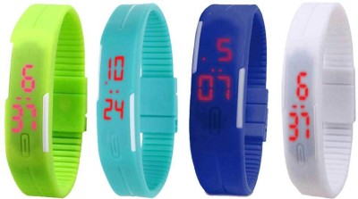 NS18 Silicone Led Magnet Band Combo of 4 Green, Sky Blue, Blue And White Digital Watch  - For Boys & Girls   Watches  (NS18)