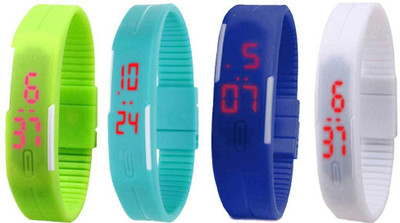 

Kissu Led Magnet Band Combo of 4 Green, Sky Blue, Blue And White Watch - For Men & Women