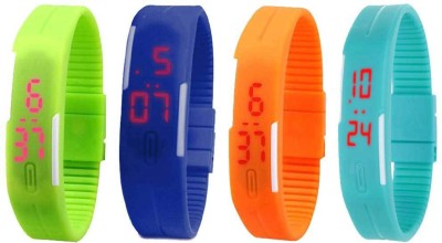 NS18 Silicone Led Magnet Band Watch Combo of 4 Green, Blue, Orange And Sky Blue Digital Watch  - For Couple   Watches  (NS18)