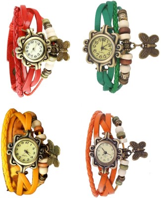 NS18 Vintage Butterfly Rakhi Combo of 4 Red, Yellow, Green And Orange Analog Watch  - For Women   Watches  (NS18)