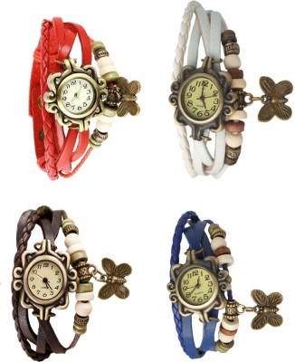 NS18 Vintage Butterfly Rakhi Combo of 4 Red, Brown, White And Blue Analog Watch  - For Women   Watches  (NS18)