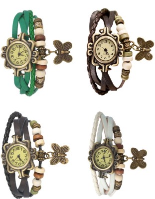 NS18 Vintage Butterfly Rakhi Combo of 4 Green, Black, Brown And White Analog Watch  - For Women   Watches  (NS18)