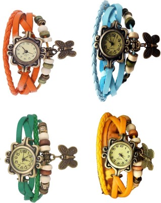 NS18 Vintage Butterfly Rakhi Combo of 4 Orange, Green, Sky Blue And Yellow Analog Watch  - For Women   Watches  (NS18)