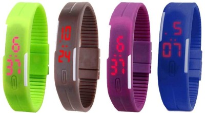 NS18 Silicone Led Magnet Band Combo of 4 Green, Brown, Purple And Blue Digital Watch  - For Boys & Girls   Watches  (NS18)