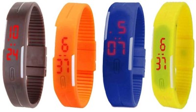 NS18 Silicone Led Magnet Band Combo of 4 Brown, Orange, Blue And Yellow Digital Watch  - For Boys & Girls   Watches  (NS18)