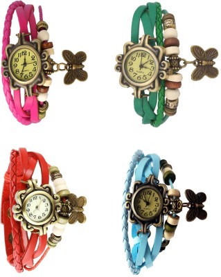 NS18 Vintage Butterfly Rakhi Combo of 4 Pink, Red, Green And Sky Blue Analog Watch  - For Women   Watches  (NS18)