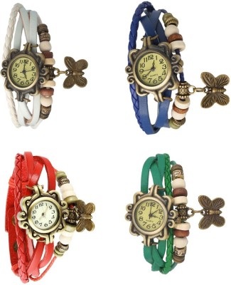 NS18 Vintage Butterfly Rakhi Combo of 4 White, Red, Blue And Green Analog Watch  - For Women   Watches  (NS18)