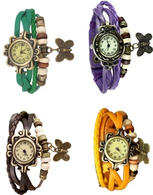NS18 Vintage Butterfly Rakhi Combo of 4 Green, Brown, Purple And Yellow Analog Watch  - For Women   Watches  (NS18)