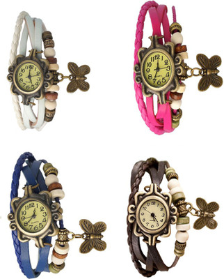 

Kissu Vintage Rakhi Combo of 4 White, Blue, Pink And Brown Watch - For Women