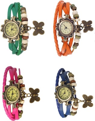 NS18 Vintage Butterfly Rakhi Combo of 4 Green, Pink, Orange And Blue Analog Watch  - For Women   Watches  (NS18)