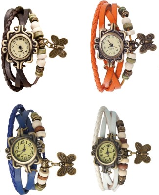 NS18 Vintage Butterfly Rakhi Combo of 4 Brown, Blue, Orange And White Analog Watch  - For Women   Watches  (NS18)