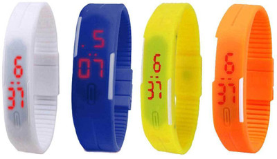 

Kissu Led Magnet Band Combo of 4 White, Blue, Yellow And Orange Watch - For Men & Women