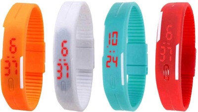 NS18 Silicone Led Magnet Band Watch Combo of 4 Orange, White, Sky Blue And Red Digital Watch  - For Couple   Watches  (NS18)