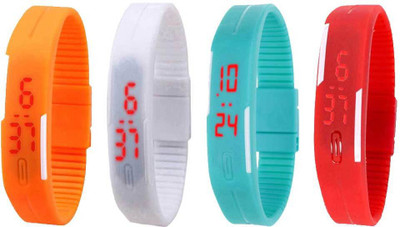 

Kissu Led Magnet Band Combo of 4 Orange, White, Sky Blue And Red Watch - For Men & Women