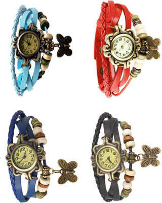 

Kissu Vintage Rakhi Combo of 4 Sky Blue, Blue, Red And Black Watch - For Women