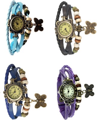NS18 Vintage Butterfly Rakhi Combo of 4 Sky Blue, Blue, Black And Purple Analog Watch  - For Women   Watches  (NS18)