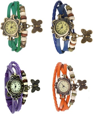 NS18 Vintage Butterfly Rakhi Combo of 4 Green, Purple, Blue And Orange Analog Watch  - For Women   Watches  (NS18)