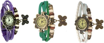 NS18 Vintage Butterfly Rakhi Watch Combo of 3 Purple, Green And White Analog Watch  - For Women   Watches  (NS18)