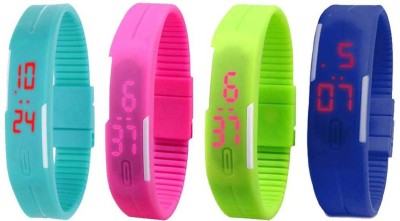 NS18 Silicone Led Magnet Band Combo of 4 Sky Blue, Pink, Green And Blue Digital Watch  - For Boys & Girls   Watches  (NS18)